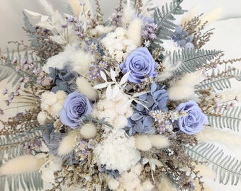 Bouquet de mariée bleu et blanc