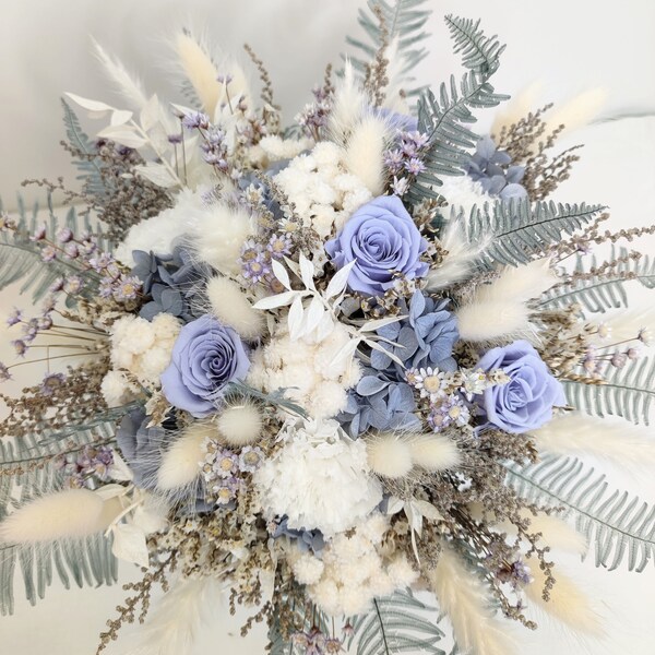 Bouquet de mariée bleu et blanc