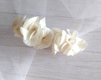 Barrette hortensia Ivoire