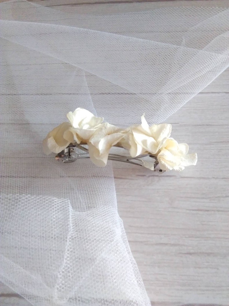 Ivory hydrangea barrette image 2