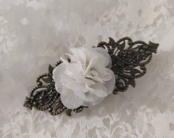 Barrette rétro hortensia blanc