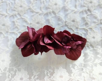 Barrette hortensia Bordeaux