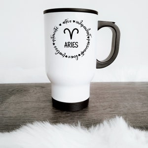 Sternzeichen / Horoskop / Astrologische Zeichen / Symbole, Persönlichkeitsmerkmale / Eigenschaften, Astrologie Geburtstag Kaffee / Tee Reisebecher (14oz)