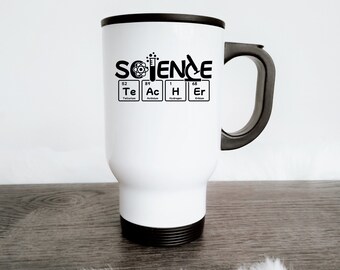 Lärare i naturvetenskap, kemi/grundämnen i periodiskt system, rolig/söt resemugg för kaffe/te (433 ml) - vacker presentidé av hög kvalitet