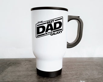The Best Dad In The Galaxy, Funny / Cute Coffee / Tea Travel Mug (14oz) - Beautiful Premium Quality Gift Idea