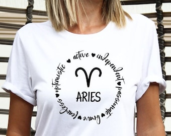 Anpassad stjärntecken-t-shirt, horoskop/astrologiska tecken/symboler, personlighetsdrag/kvaliteter, astrologi unisex vuxen standardtröja