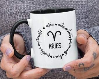 Anpassad stjärntecken/horoskop/astrologiska tecken/symboler, personlighetsdrag/kvaliteter, astrologisk födelsedagskaffe/-temugg (300 eller 450 ml)