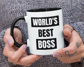 World's Best Boss, Office Supervisor Cute / Funny Coffee Mug (11 or 15oz)  - Beautiful Premium Quality Gift Idea (Available with Color)