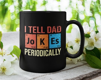 Jag berättar skämt för pappa regelbundet, Jo K Es periodiska systemet kemiska grundämnen (joliotium, kalium, einsteinium), rolig pappakemi mugg