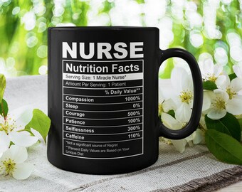 Krankenschwester Nährwerte, Beste Krankenschwester süße Kaffeetasse - Schöne Premium-Qualitäts-Geschenkidee (schwarz, weiß oder farbig innen / Griff)