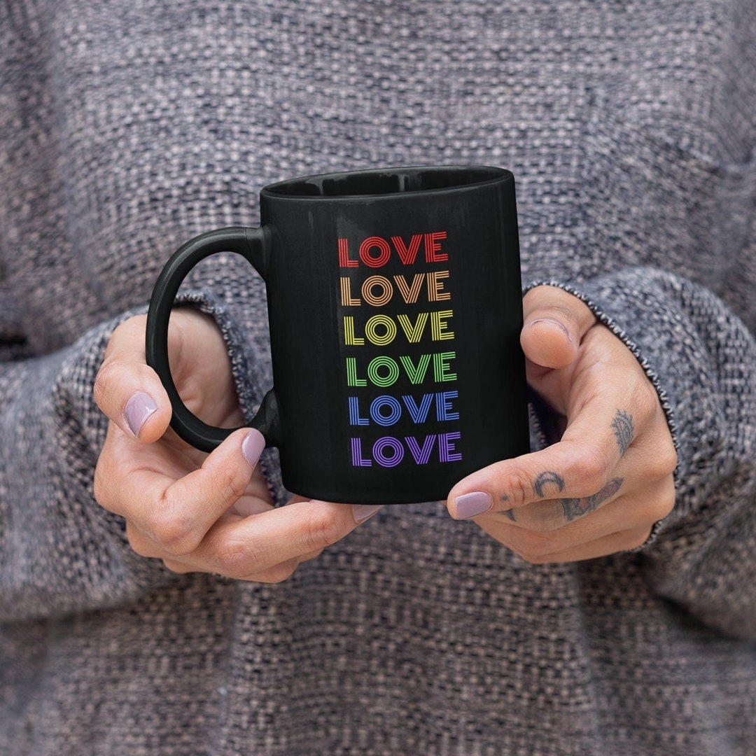 LOVE LOVE, LGBT+ Rainbow Flag Words, Pride Month Cute Coffee / Tea Mug ...