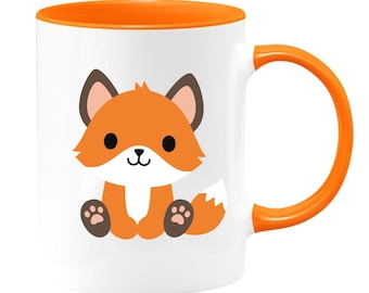 Adorable Kawaii Baby Fox, Cute Animal Coffee Mug (11 or 15oz) - Beautiful Premium Quality Gift Idea (Available with Colored Inside & Handle)