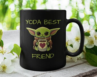 Yoda Bästa Vän, Söt/Rolig Vänskapskaffe/Temugg (300 g eller 450 g) - Vacker Kvalitetspresent (Svart, Vit eller Färgad Inuti/Handtag)