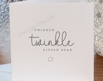 New Baby Card: Linen 'Twinkle Little Star' Design