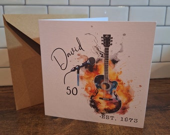 Personalised Guitar Age Birthday Card