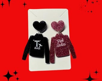 Grease Jacket Acrylic Charm Earrings
