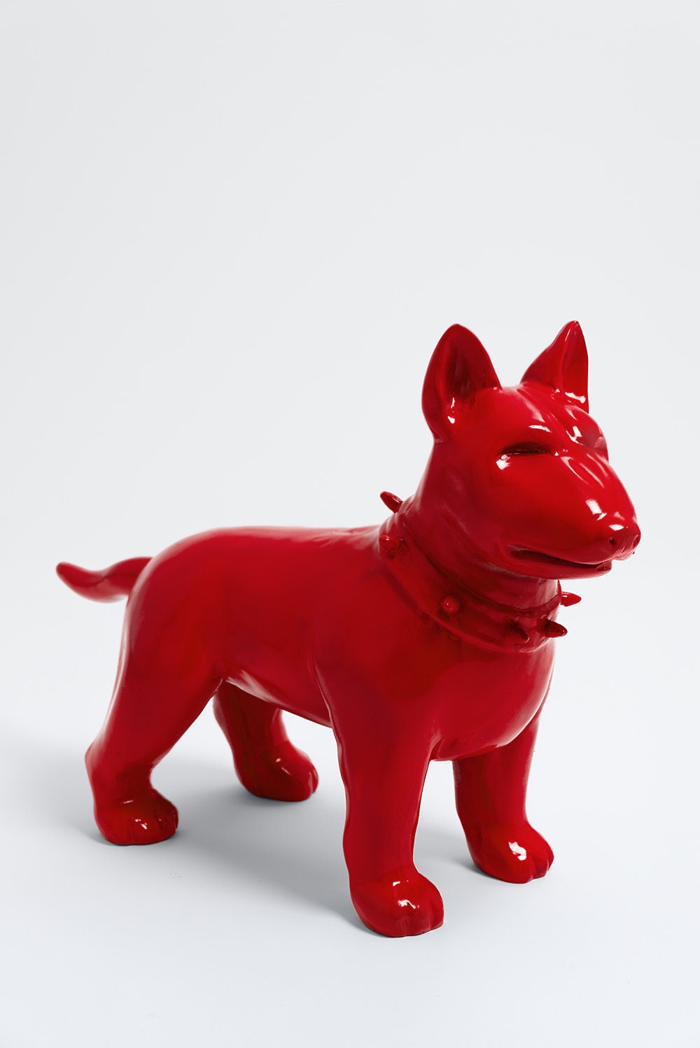 Oxford 60cm Statue en Résine Chien Mini Bull Terrier Taille S Design Coloris Rouge Sculpture Animal 