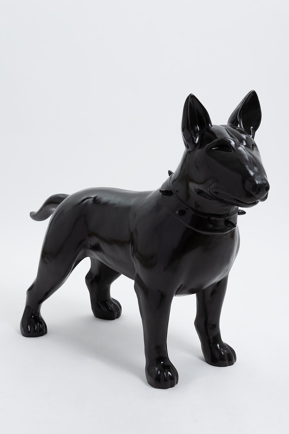 Oxford 110cm Statue en Résine Chien Mini Bull Terrier Taille S Design Coloris Noir Sculpture Animal 