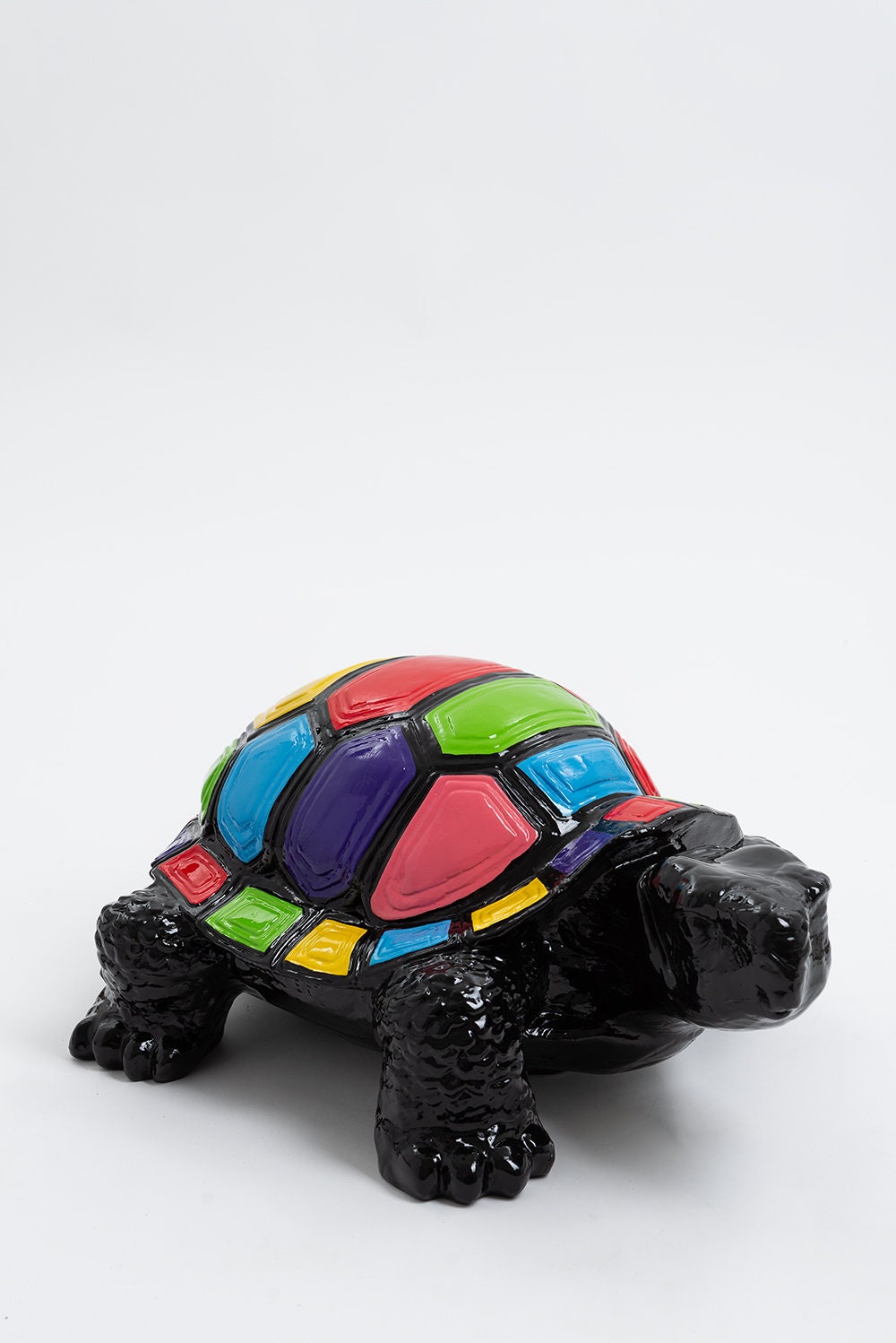 Bakou - 70cm Statue en Résine Tortue Taille M Design Smarties Noir Sculpture Animal Déco Maison Déco