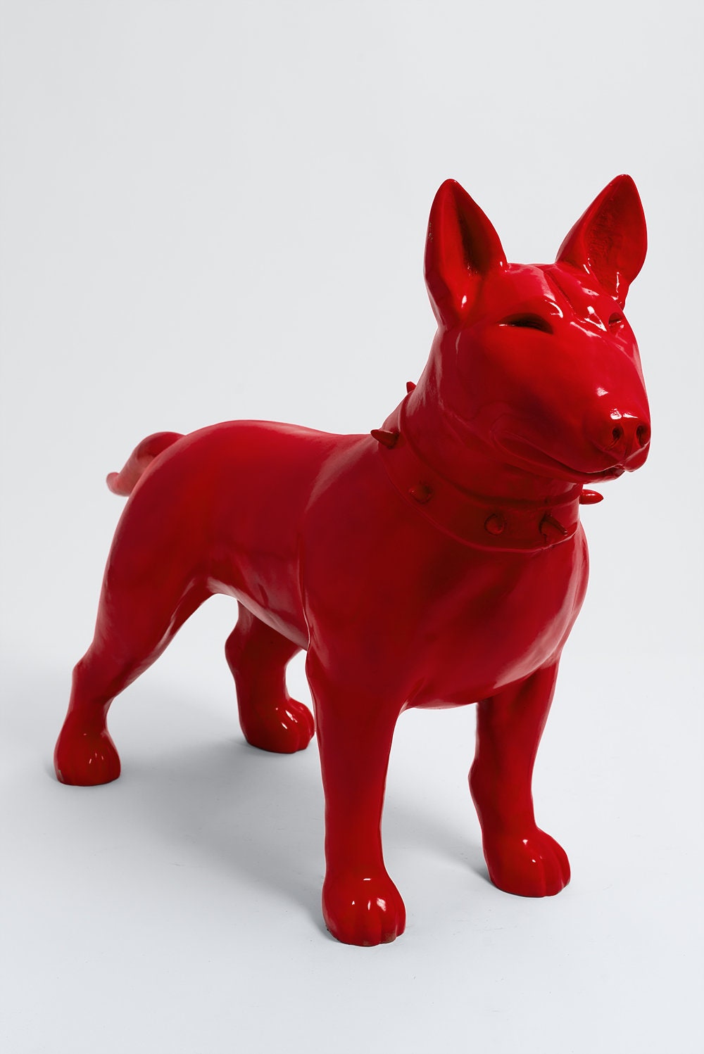 Oxford 110cm Statue en Résine Chien Mini Bull Terrier Taille S Design Coloris Rouge Sculpture Animal