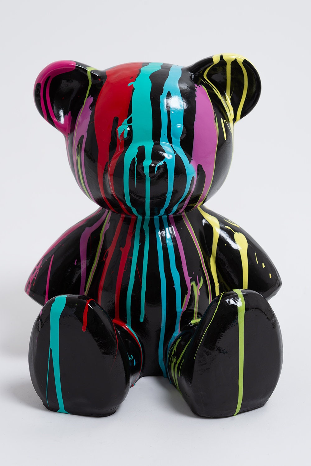 Aion - 35cm Statue en Résine Ours Ourson Teddy Bear Taille S Trash Multicolore Noir Design Sculpture