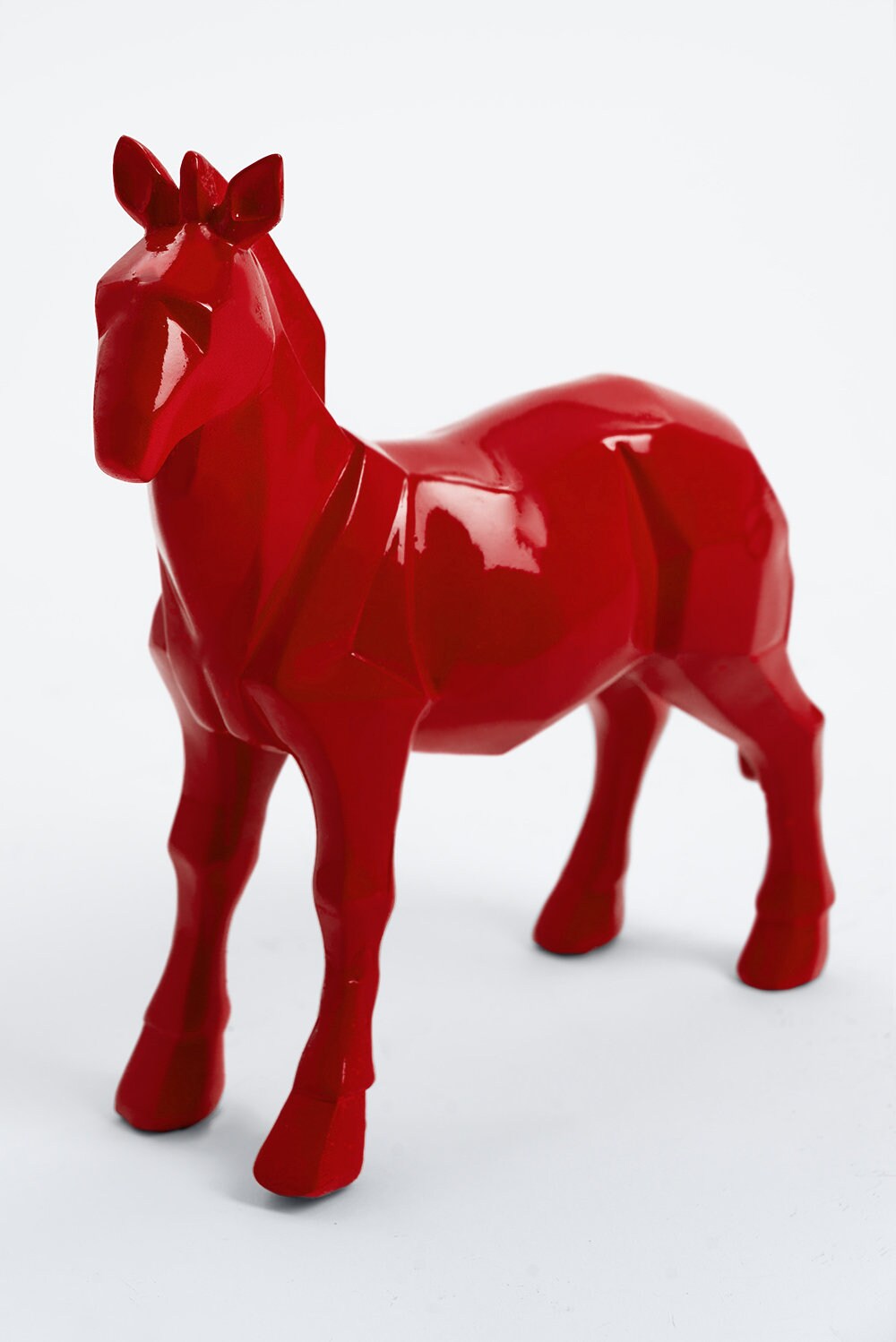 Napa - 25cm Statue en Résine Cheval Origami Taille Xs Coloris Rouge Design Sculpture Animal Déco Mai