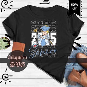 Prinses Senior 2025 Svg, Graduate Class Svg, prinses Svg, terug naar school Svg, Cartoon Svg, Cricut-bestand, Clipart, Svg, Png, Eps, Dxf