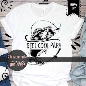 Reel Cool Papa Fishing Papa Svg, Papa Svg, Cartoon Svg, Vaderdag Svg, Cricut Bestand, Clipart, Svg, Png, Eps, Dxf