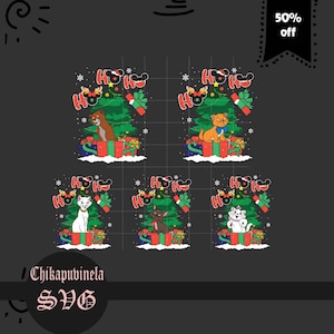 Hohoho Svg, Cat Family Svg, Bundle, Christmas Svg, Gift Svg, Cricut File, Clipart, Svg, Png, Eps, Dxf