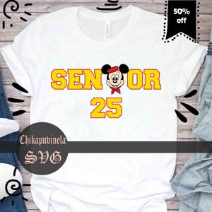 Mouse Senior 25 Svg, Mouse Class Of 2025 Svg, School Svg, Back To School Svg, Cartoon Svg, Cricut File, Clipart, Svg, Png, Eps, Dxf