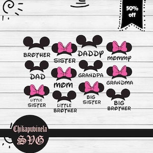 Family Birthday Party SVg, Daddy Svg, Mom SVg, Birthday Girl Svg, Sister Svg,Mouse Svg, Bundle, Cricut File, Clipart, Svg, Png, Eps, Dxf