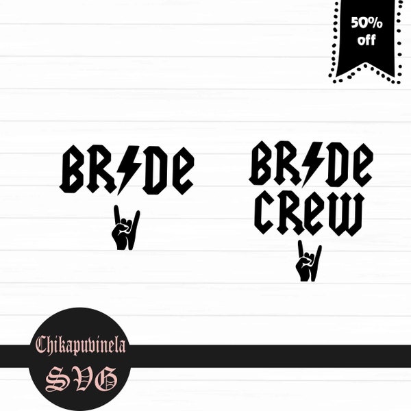 Bride SVG, Wedding Svg, Wedding cut file, Bride Crew Svg, Groom Svg, Wedding clipart, Cricut, Silhouette Cut Files, Rock n Roll Svg, Png