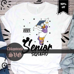 Duck Svg, Senior Squad 2025 Svg, School Graduation Svg, Back To School Svg, Cartoon Svg, Cricut File, Clipart, Svg, Png, Eps, Dxf