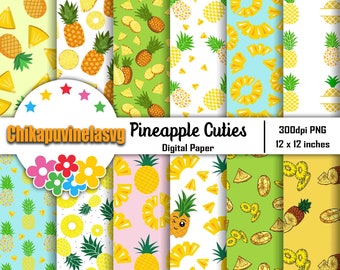 Pattern senza cuciture di ananas Cuties, modello di frutta, album, carta digitale, carta da parati, sfondo, modello di ananas, 12 * 12 pollici -300dpi