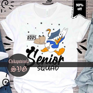 Duck Svg, Senior Squad 2025 Svg, School Graduation Svg, Back To School Svg, Cartoon Svg, Cricut File, Clipart, Svg, Png, Eps, Dxf