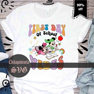 Muis eerste dag school Svg, muis Svg, school Svg, terug naar school Svg, cartoon Svg, Cricut-bestand, Clipart, Svg, Png, Eps, Dxf