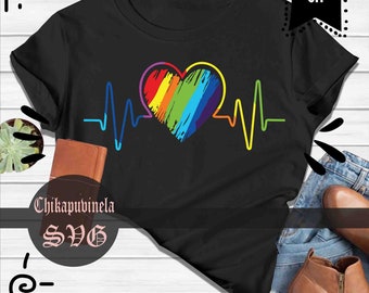 LGBT Heartbeat, Gay Pride Svg, LGBT Svg, LGBT Pride Svg, cricut-bestand, clipart, Svg, png, eps, dxf