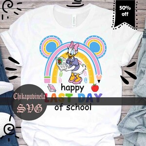 Happy Last Day of School Svg, Duck Svg, terug naar school Svg, Cartoon Svg, Cricut-bestand, Clipart, Svg, Png, Eps, Dxf