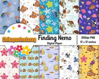 Finding Fish Seamless Pattern, Digital Papers, Scrapbook Papers, Pattern Paper, Background, Wallpaper,  12*12inches -300dpi