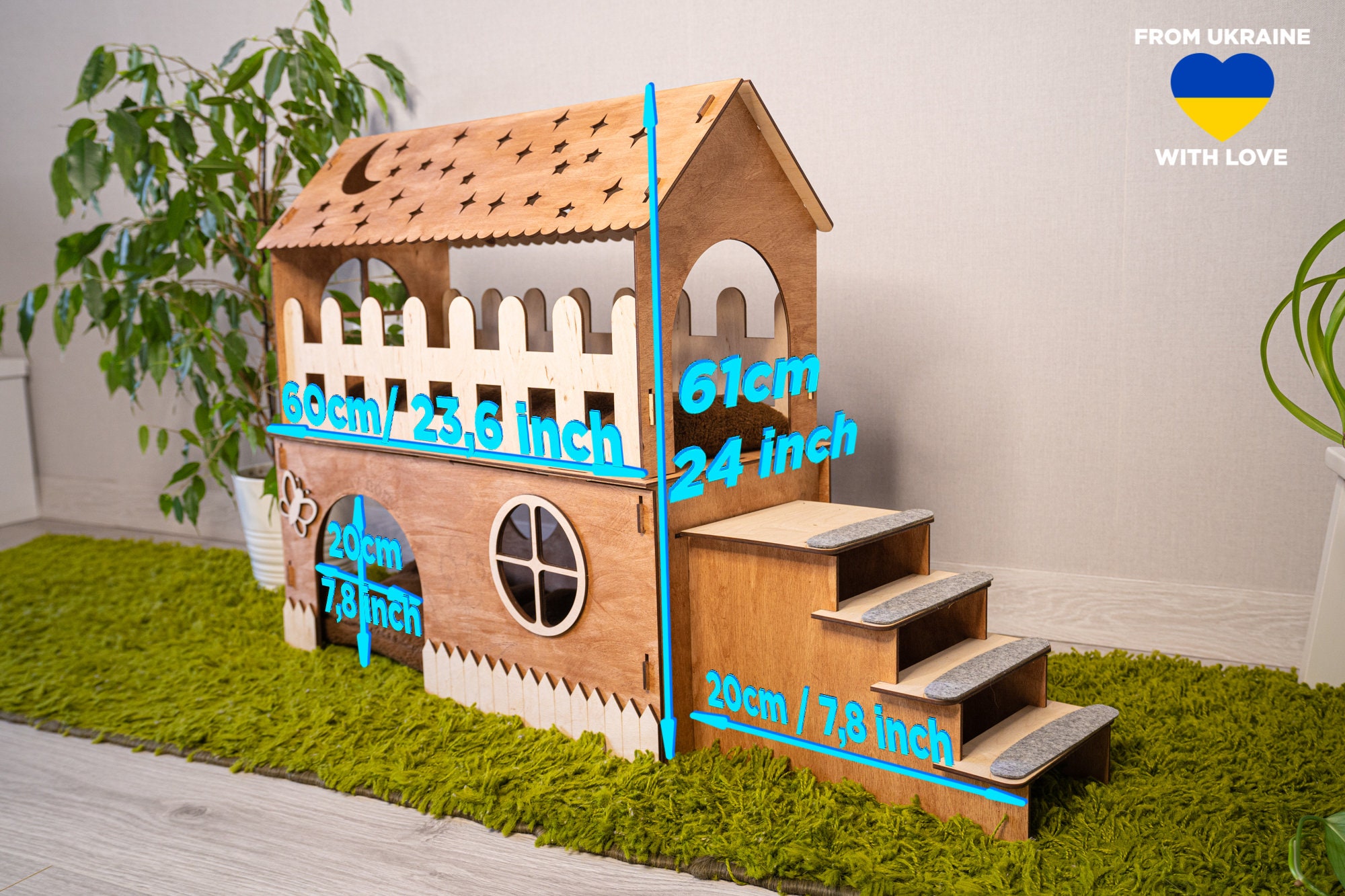 Meerschweinchen Versteck Mit Treppe - Großes Holz Haus Für Nager