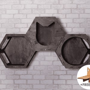 Cat shelves hexagons, Cat wall furniture, Cat wall shelves, Cat tower, Cat hammock, Cat furniture wall