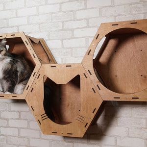 Cat wall shelves, Hexagon cat tower, Cat perch, Cat steps, Cat furniture, Cat wall furniture, Cat climbing wall, Cat floating shelf