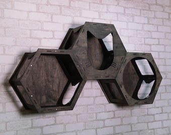 Hexagon Cat Shelf, Cat shelves, Cat wall furniture,  Cat wall shelves, Cat steps, Cat climbing wall house, Hexagon Wall Shelf,