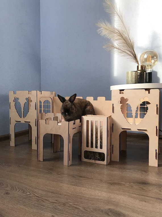 Wooden Rabbit House Bunny сastle 2 Ramps - Etsy