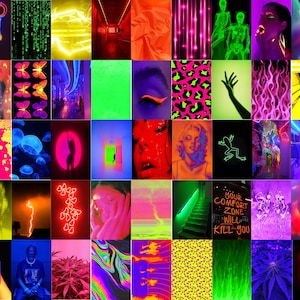 NEON Wall Collage Kit, Grunge Collage, Euphoria Aesthetic (DIGITAL DOWNLOAD) 75pcs
