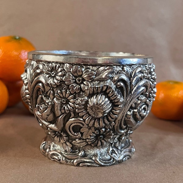 Vintage Harrison Fisher HF-0918 Silver Plated Ornamental Floral Sugar Bowl, Condiment Dish