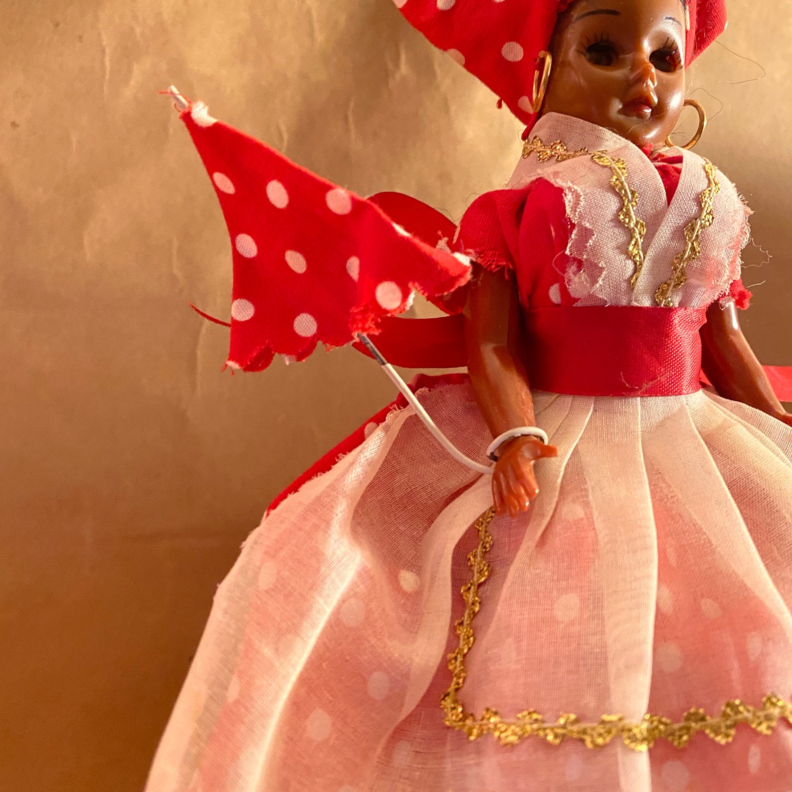 Vintage New Orleans Souvenir Doll Black Gypsy Red Polka Dot Etsy