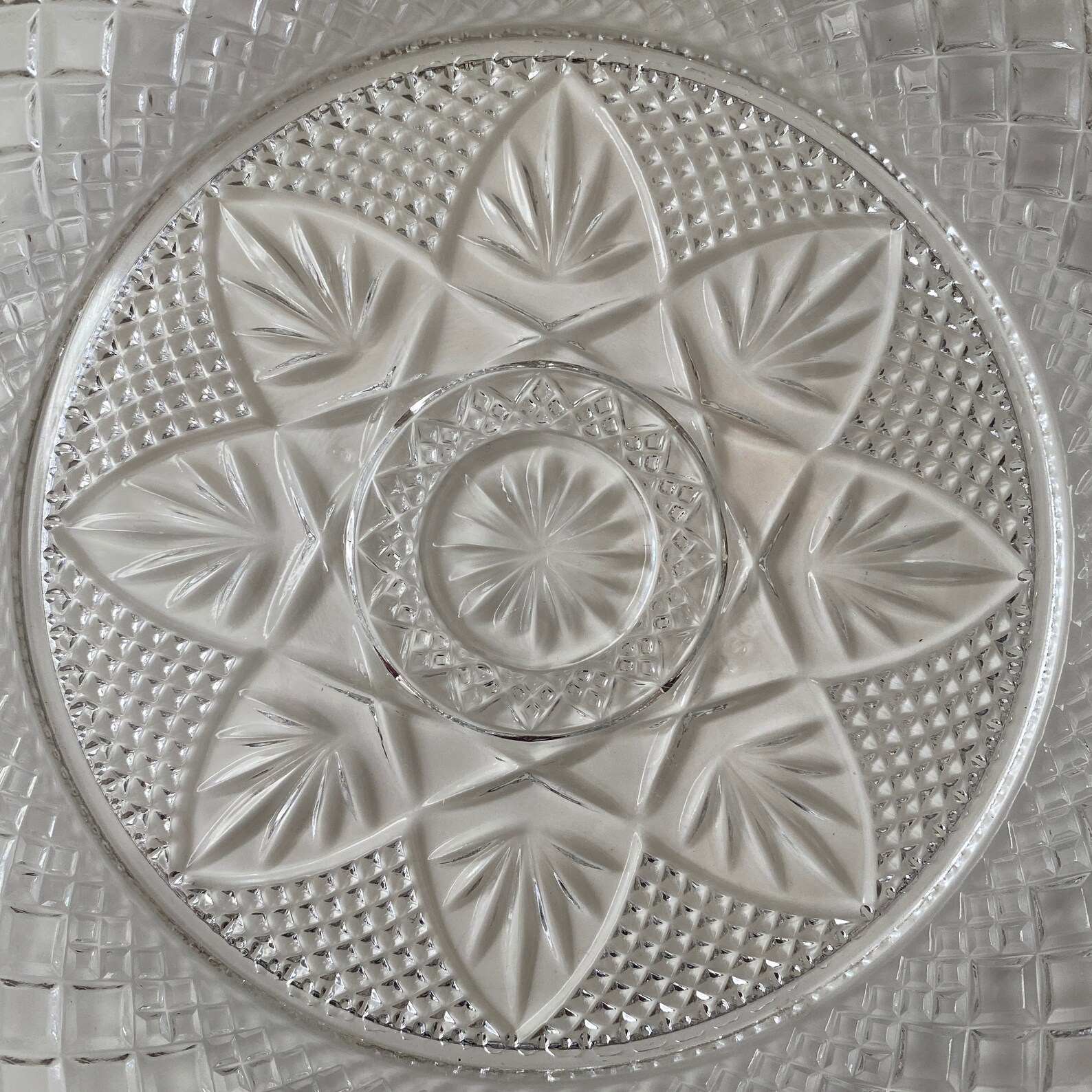 Vintage Pressed Glass Round Decorative Plate 8 Diameter Etsy