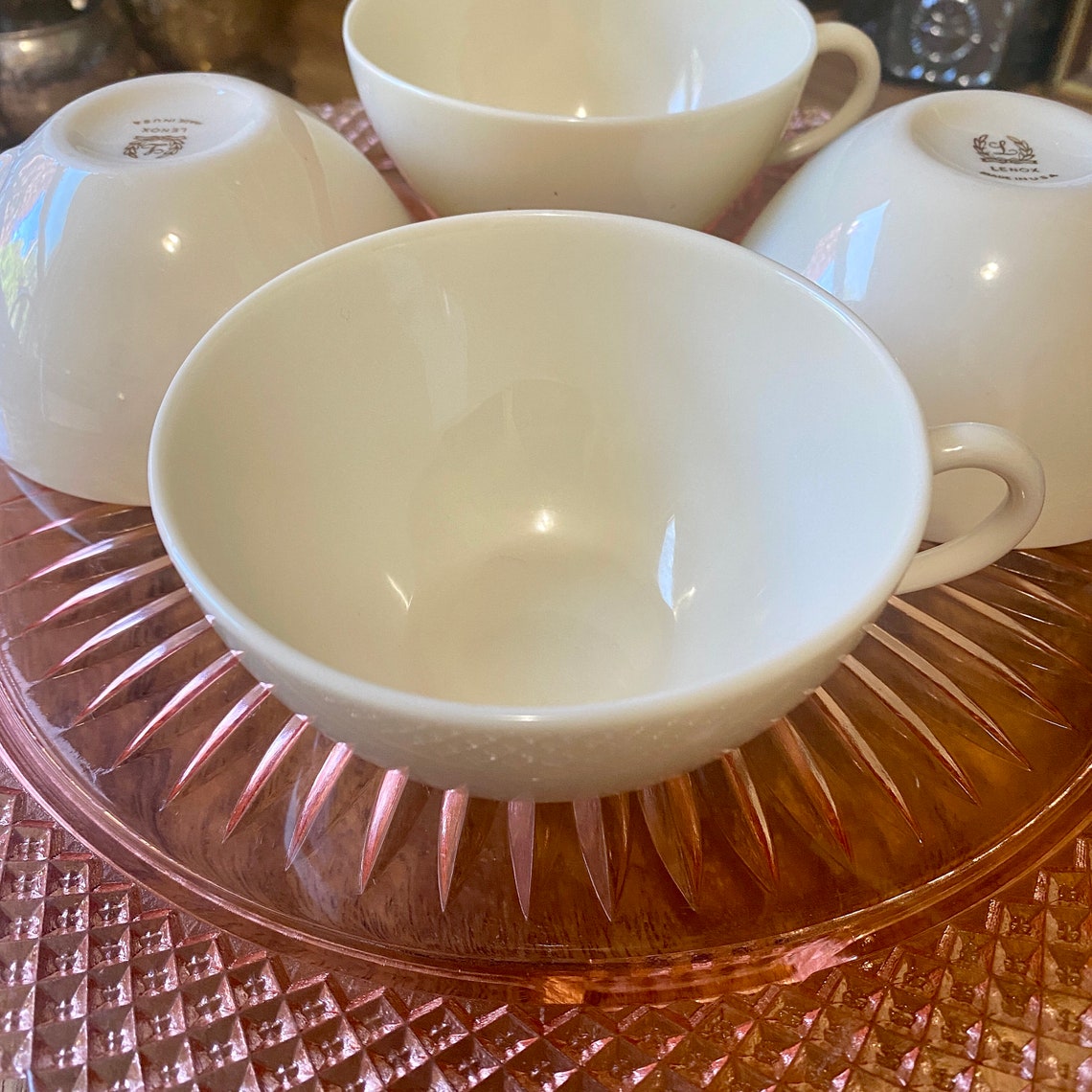 4 Vintage Lenox Simple Elegant Ivory Cups Teacups Etsy