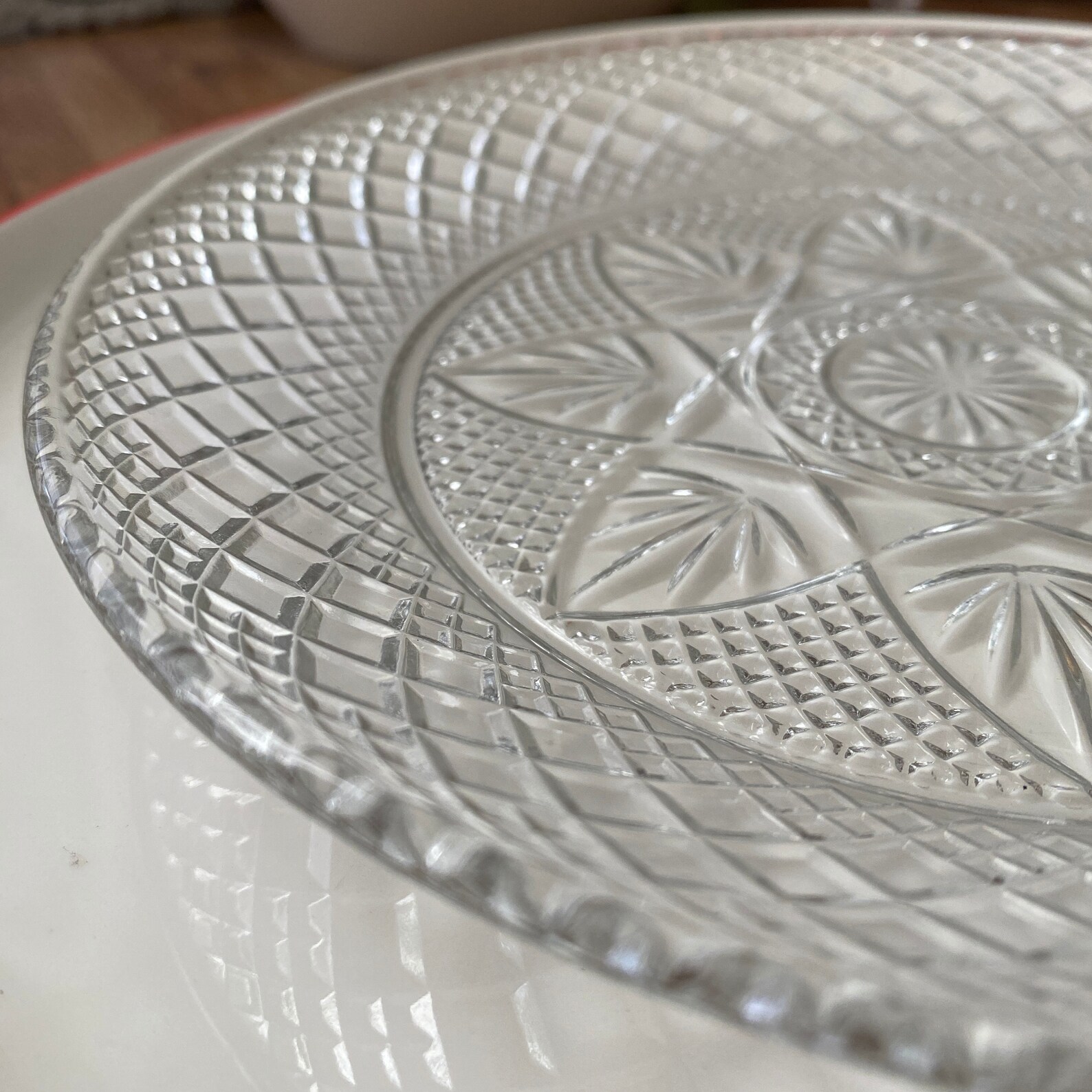 Vintage Pressed Glass Round Decorative Plate 8 Diameter Etsy